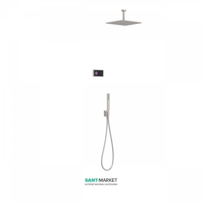 Електронна душова система прихованого монтажу Tres Shower Technology з термостатом сталь/чорний 09288564AC