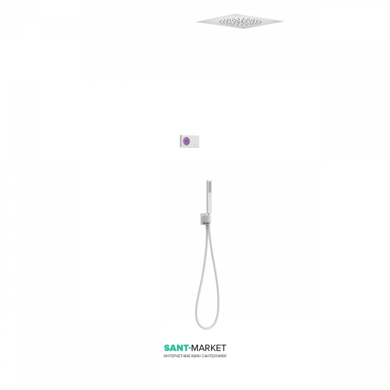 Електронна душова система прихованого монтажу Tres Shower Technology з термостатом білий матовий/білий 09286584BM