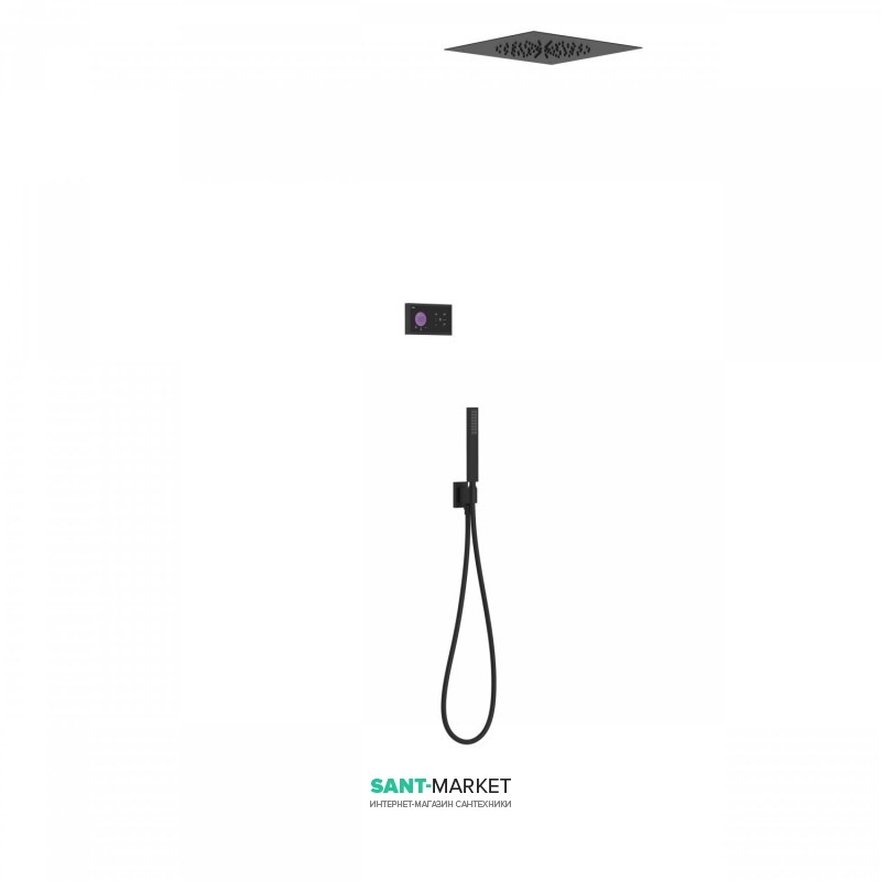 Электронная душевая система скрытого монтажа Tres Shower Technology с термостатом черный матовый/черный 09288584NM