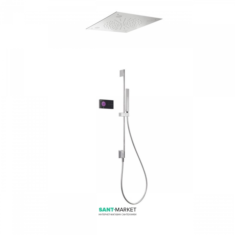 Електронна душова система прихованого монтажу Tres Shower Technology хромотерапія з термостатом хром/чорний 09288585