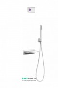 Электронная душевая система скрытого монтажа Tres Shower Technology с термостатом и каскадным изливом белый матовый/белый 09286553BM