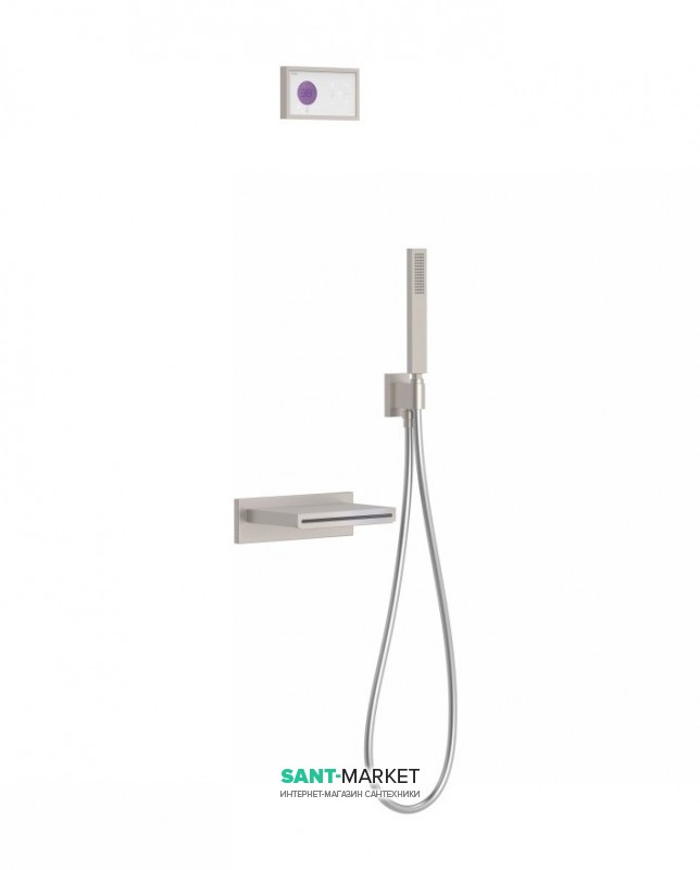 Електронна душова система прихованого монтажу Tres Shower Technology з термостатом і каскадним виливом сталь/білий 09286553AC