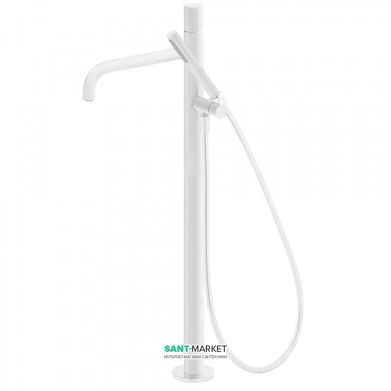 Смеситель для ванной Tres Study colors напольный с ручным душем белый матовый 26247002BM