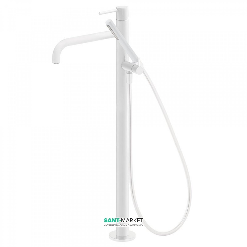 Змішувач для ванни Tres Study colors підлоговий з ручним душем білий матовий 26247001BM