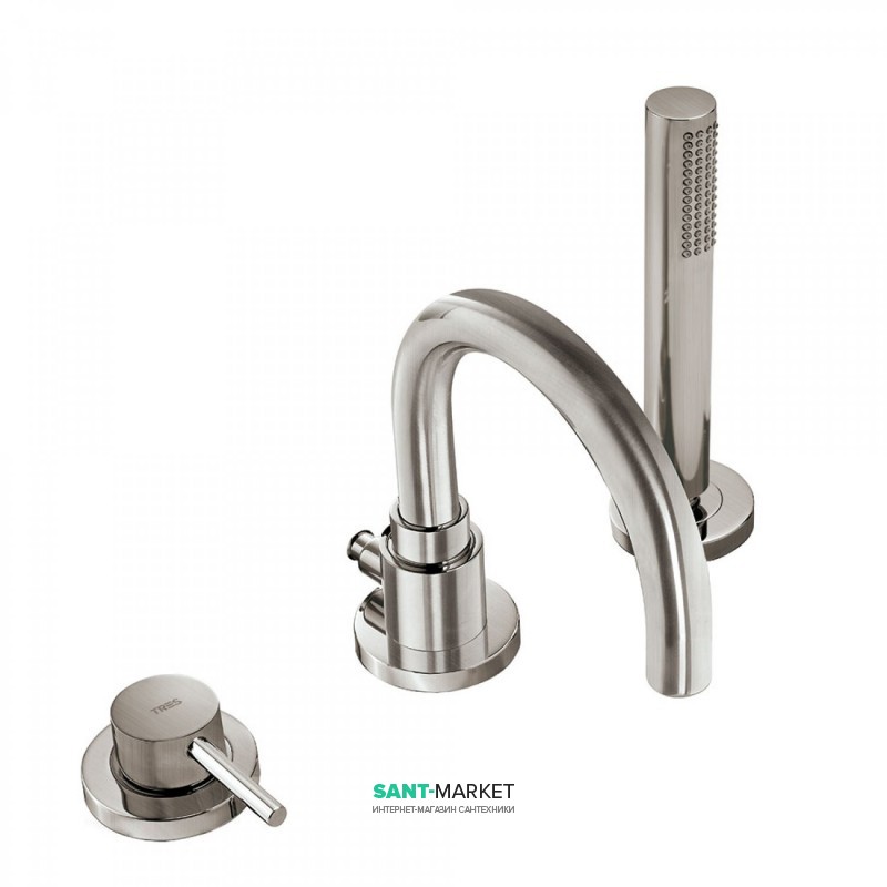Смеситель на борт ванны Tres Study-Tres с ручным душем сталь 06215001AC