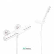 Термостат для ванной Tres Study colors с каскадным изливом и ручным душем белый матовый 26117209BM