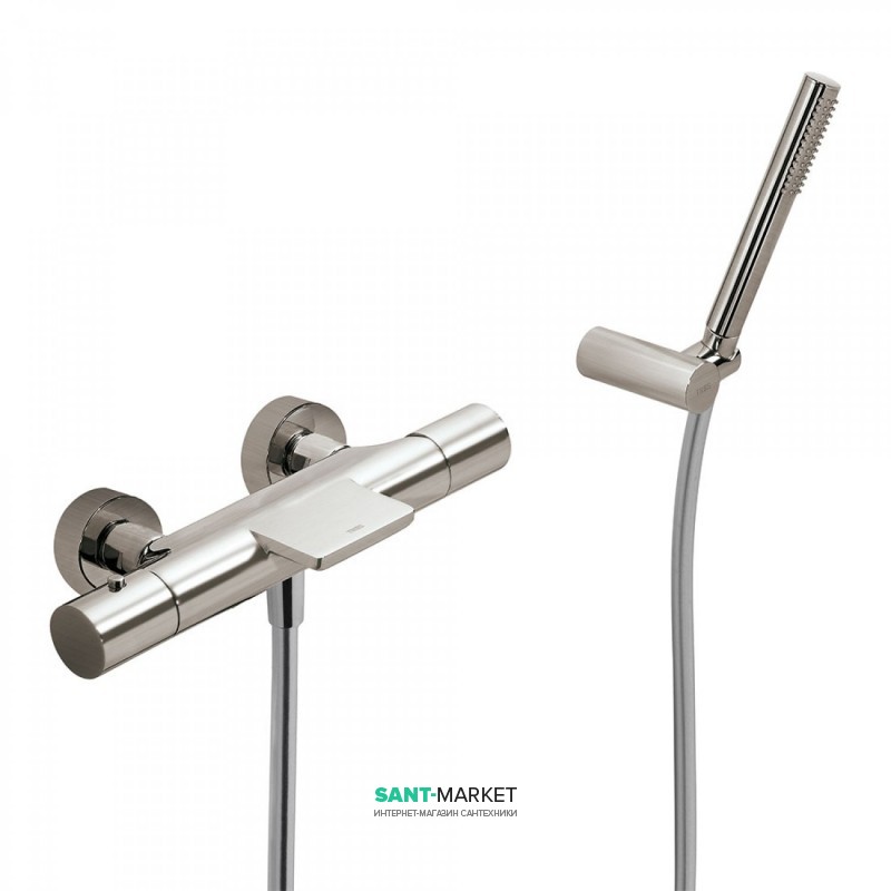 Термостат для ванной Tres Study colors с каскадным изливом и ручным душем сталь 26117209AC