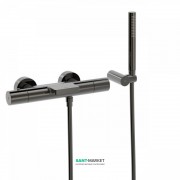 Термостат для ванной Tres Study colors с каскадным изливом и ручным душем черный металл 26117209KM