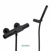 Термостат для ванной Tres Study colorsс каскадным изливом и ручным душем черный матовый 26117209NM