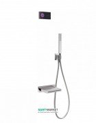 Електронна душова система прихованого монтажу Tres Shower Technology з термостатом і каскадним виливом хром/чорний 09288553