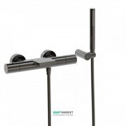 Термостат для ванной Tres Study colors с каскадным изливом и ручным душем черный металл 26117209KM