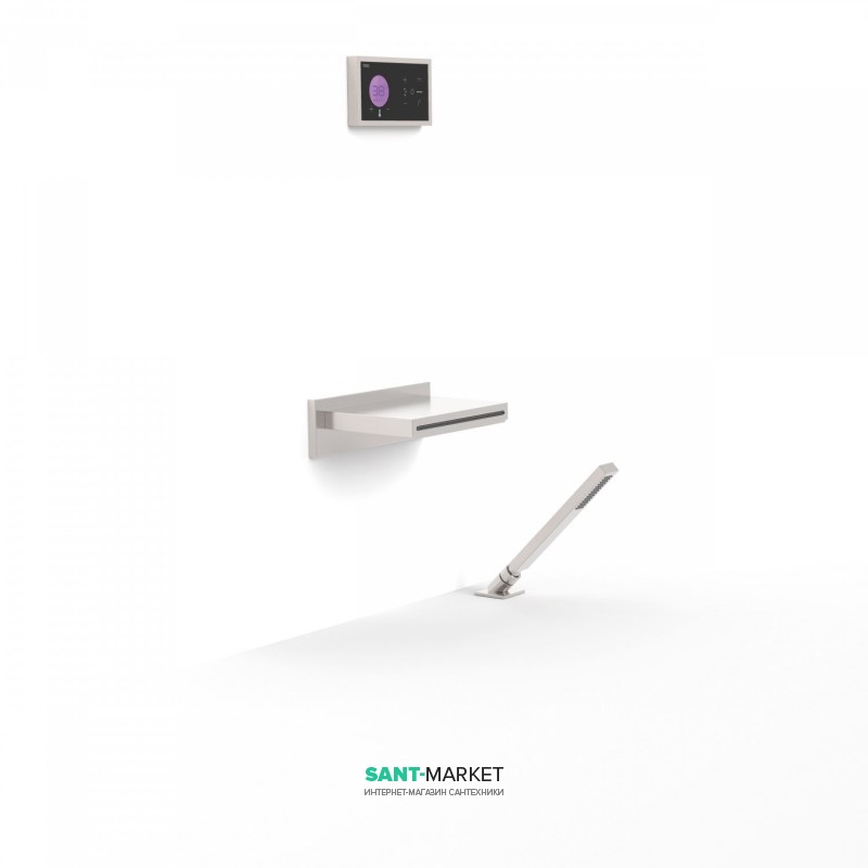 Електронна душова система прихованого монтажу Tres Shower Technology з термостатом і каскадним виливом сталь/чорний 09288570AC