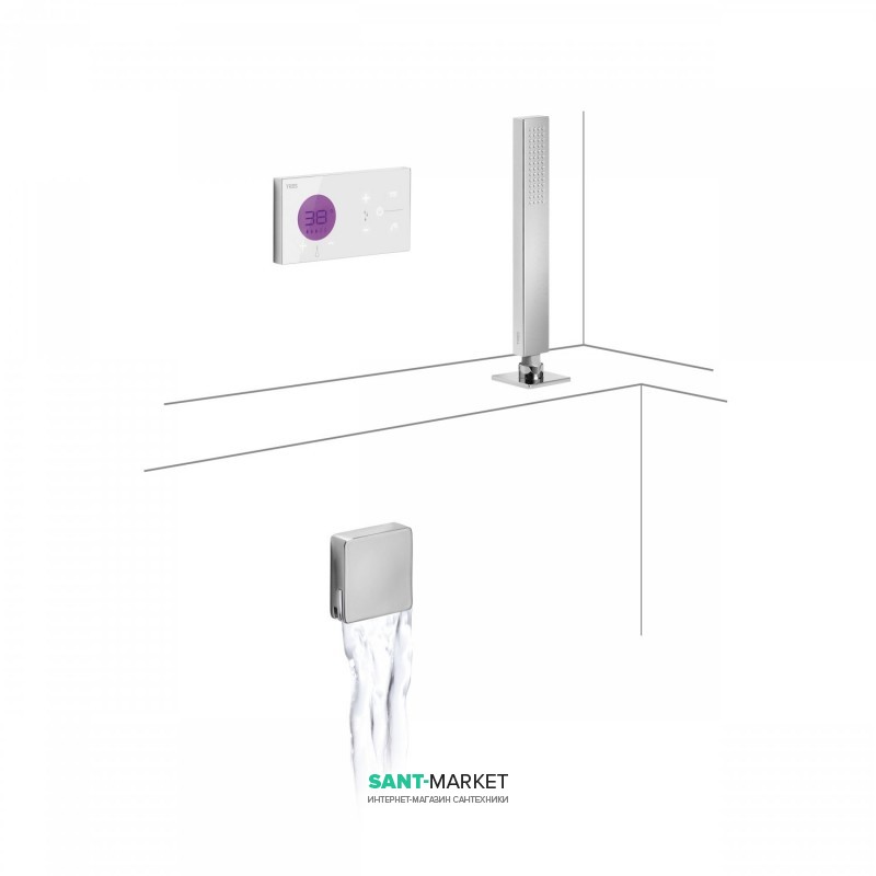 Електронна душова система прихованого монтажу Tres Shower Technology з термостатом і наповнювальним клапаном хром/білий 09286571