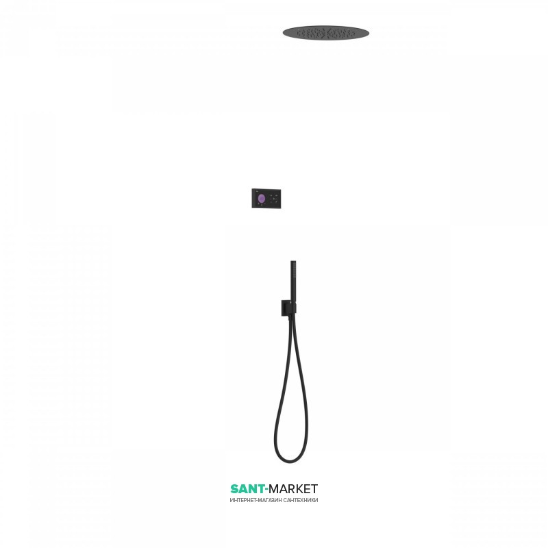 Электронная душевая система скрытого монтажа Tres Shower Technology с термостатом черный матовый/черный 09288555NM