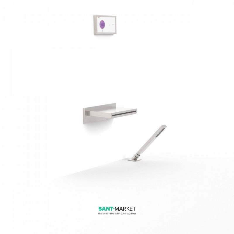 Электронная душевая система скрытого монтажа Tres Shower Technology с термостатом и каскадным изливом сталь/белый 09286570AC