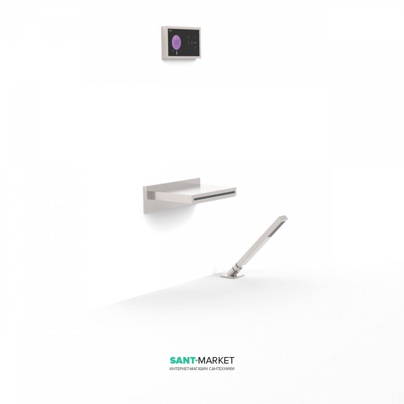 Электронная душевая система скрытого монтажа Tres Shower Technology с термостатом и каскадным изливом сталь/черный 09288570AC