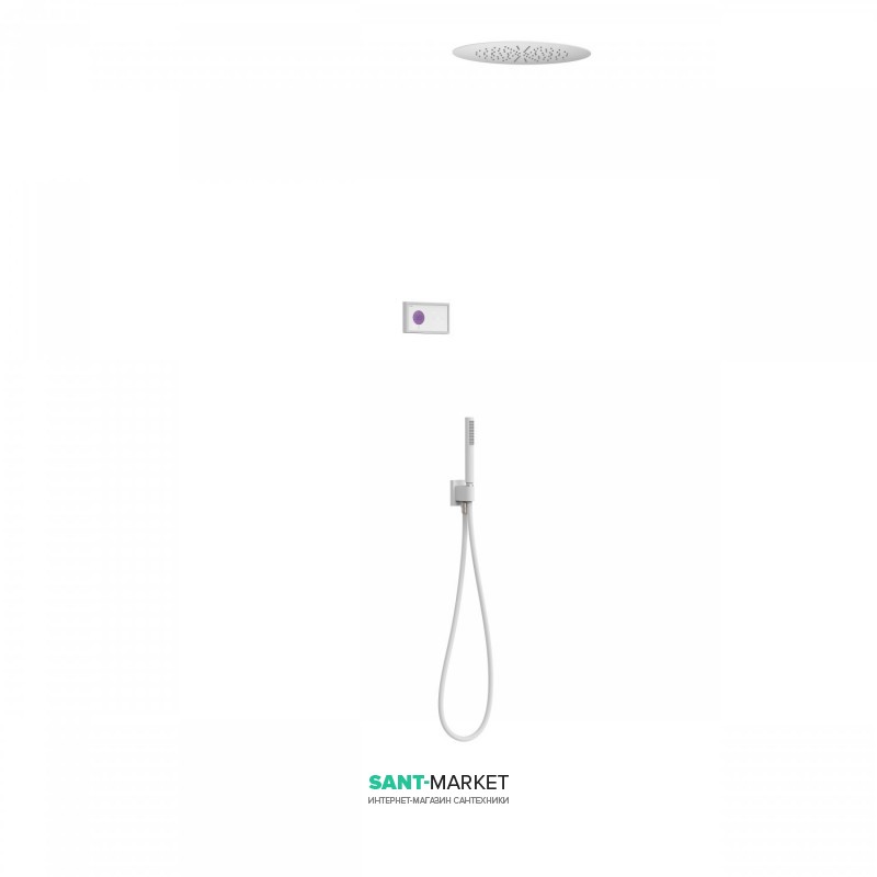 Электронная душевая система скрытого монтажа Tres Shower Technology с термостатом белый матовый/белый 09286555BM