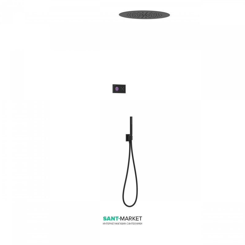 Електронна душова система прихованого монтажу Tres Shower Technology з термостатом чорний матовий/чорний 09288557NM