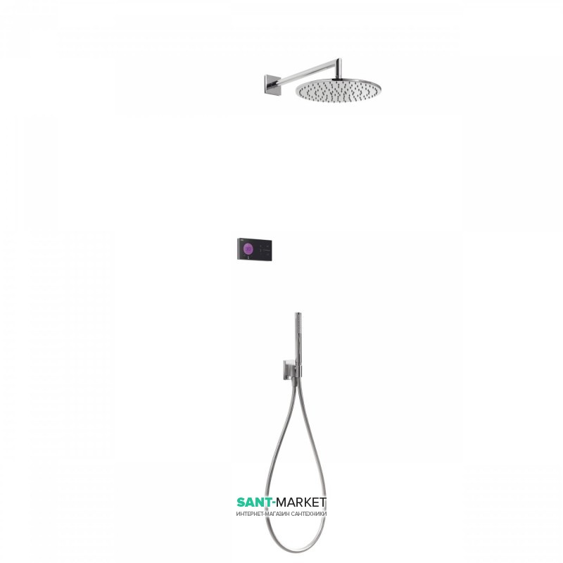 Электронная душевая система скрытого монтажа Tres Shower Technology с термостатом хром/черный 09288558