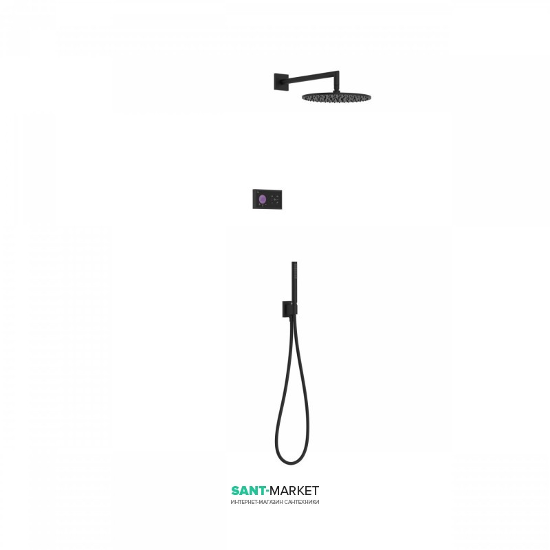 Электронная душевая система скрытого монтажа Tres Shower Technology с термостатом черный матовый/черный 09288558NM