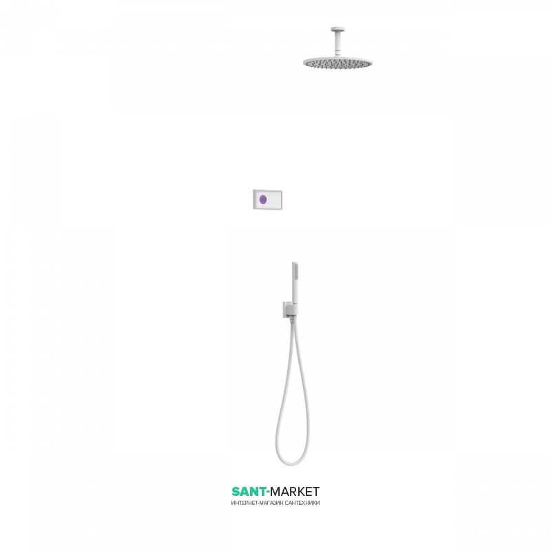 Электронная душевая система скрытого монтажа Tres Shower Technology с термостатом белый матовый/белый 09286567BM