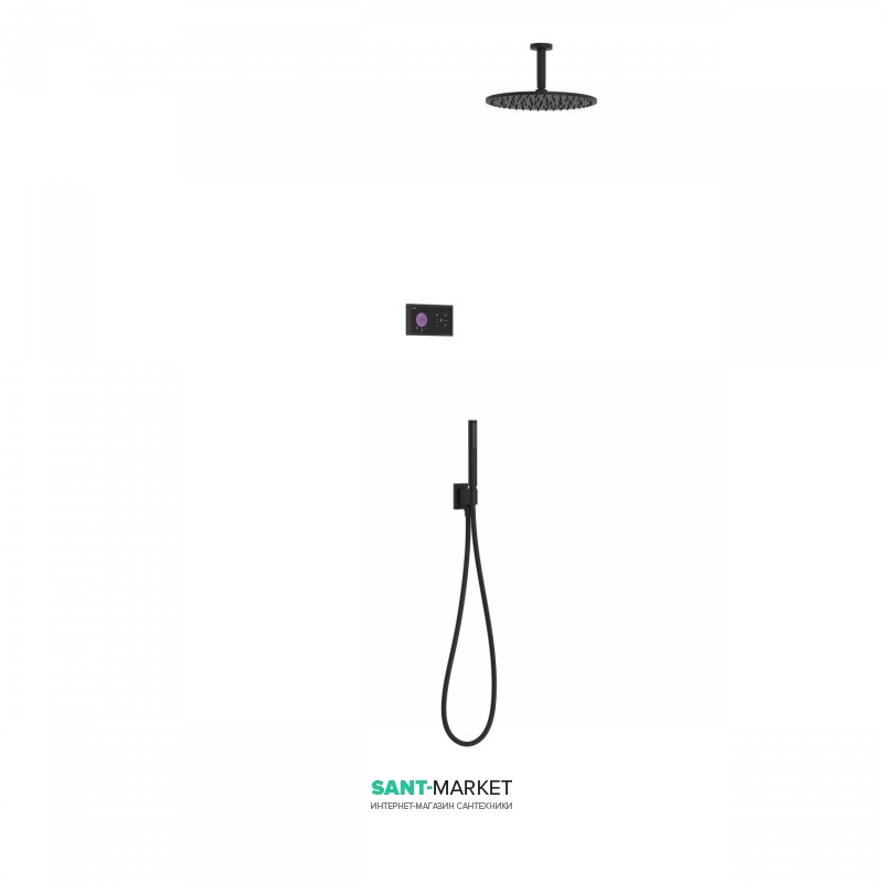 Электронная душевая система скрытого монтажа Tres Shower Technology с термостатом черный матовый/черный 09288567NM