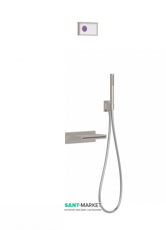 Электронная душевая система скрытого монтажа Tres Shower Technology с термостатом и каскадным изливом сталь/белый 09286556AC