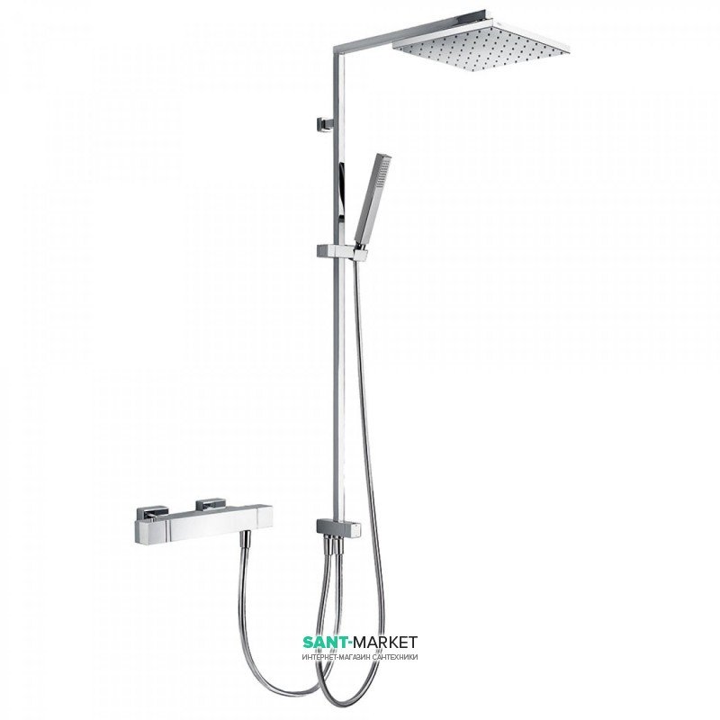 Душова стійка Tres Cuadro-Tres термостатична з верхнім і ручним душем хром 107964