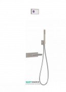 Электронная душевая система скрытого монтажа Tres Shower Technology с термостатом и каскадным изливом сталь/белый 09286556AC