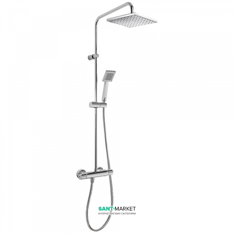 Душова стійка Tres Flat-Tres термостатична з верхнім і ручним душем хром 20438702