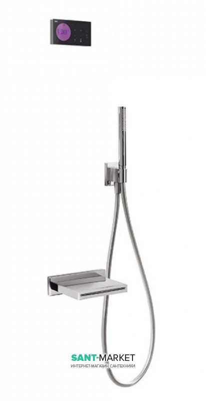 Електронна душова система прихованого монтажу Tres Shower Technology з термостатом і каскадним виливом хром/чорний 09288556