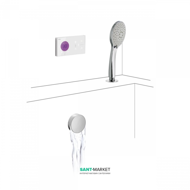 Электронная душевая система скрытого монтажа Tres Shower Technology с термостатом хром/белый 09286573