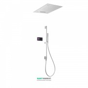 Електронна душова система прихованого монтажу Tres Shower Technology хромотерапія з термостатом і штангою хром/чорний 09288301