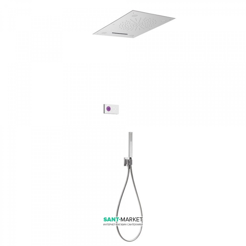 Электронная душевая система скрытого монтажа Tres Shower Technology хромотерапия с термостатом хром/белый 09286302