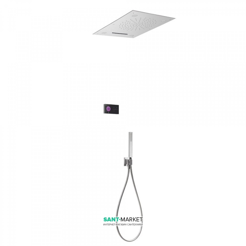 Электронная душевая система скрытого монтажа Tres Shower Technology хромотерапия с термостатом хром/черный 09288302