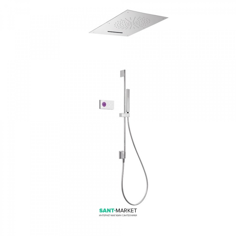 Електронна lушова система прихованого монтажу Tres Shower Technology з термостатом і штангою хром/білий 09286303