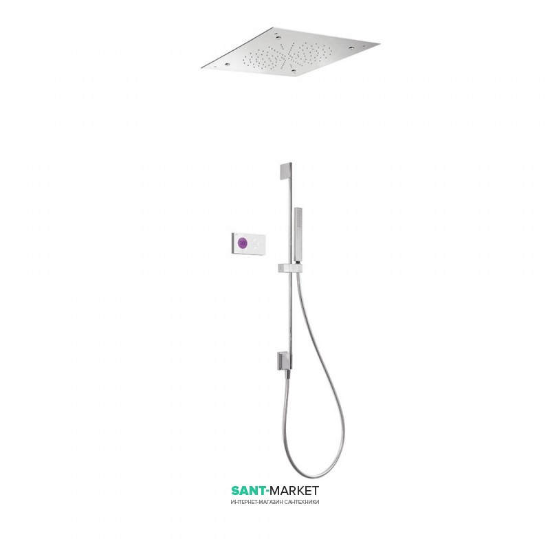 Електронна душова система прихованого монтажу Tres Shower Technology з термостатом і штангою хром/білий 09286305