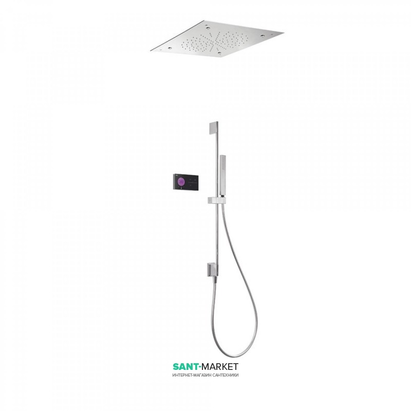 Електронна душова система прихованого монтажу Tres Shower Technology з термостатом і штангою хром/чорний 09288305