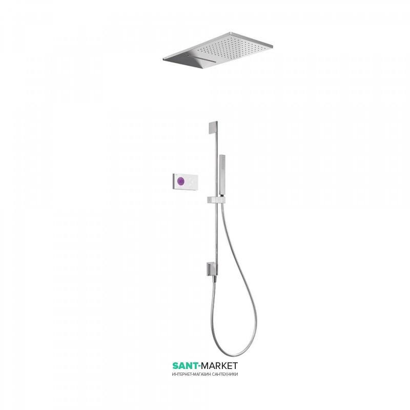 Электронная душевая система скрытого монтажа Tres Shower Technology с термостатом и штангой хром/белый 09286307