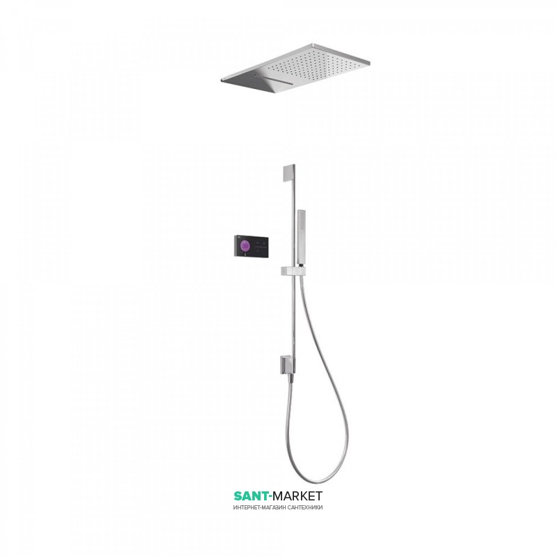 Электронная душевая система скрытого монтажа Tres Shower Technology с термостатом и штангой хром/черный 09288307