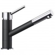Смеситель для кухни Blanco Kano-S однорычажный с выдвижным изливом хром/черный 526174