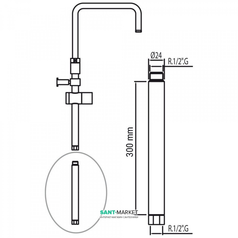 Удлинитель для душевой штанги Tres 30 см хром 918119503