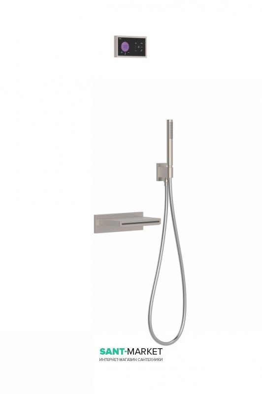 Електронна душова система прихованого монтажу Tres Shower Technology з термостатом і каскадним виливом сталь/чорний 09288556AC