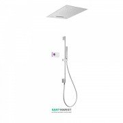 Электронная душевая система скрытого монтажа Tres Shower Technology хромотерапия с термостатом и штангой хром/белый 09286301