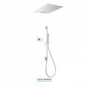 Электронная душевая система скрытого монтажа Tres Shower Technology с термостатом и штангой хром/белый 09286303