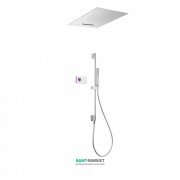 Электронная душевая система скрытого монтажа Tres Shower Technology с термостатом и штангой хром/белый 09286303
