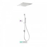 Электронная душевая система скрытого монтажа Tres Shower Technology с термостатом и штангой хром/белый 09286305