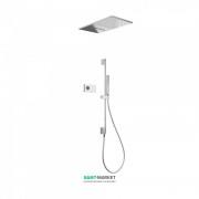 Электронная душевая система скрытого монтажа Tres Shower Technology с термостатом и штангой хром/белый 09286307