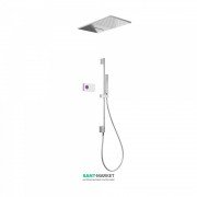 Электронная душевая система скрытого монтажа Tres Shower Technology с термостатом и штангой хром/белый 09286307