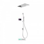 Електронна душова система прихованого монтажу Tres Shower Technology з термостатом і штангою хром/чорний 09288307